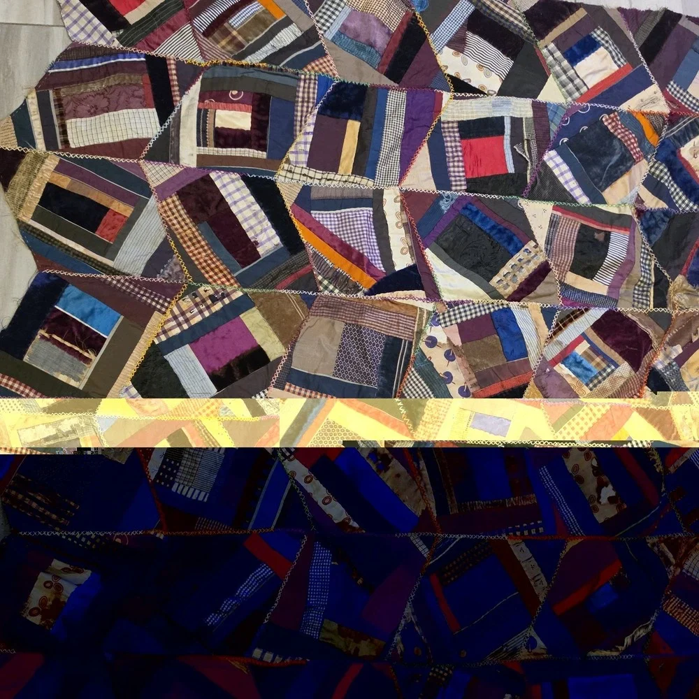 OOAK antq/vtg crazy quilt top  60x64( Unfinished )